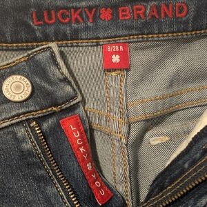 Lucky Brand Women's Dark Blue Boot Cut Jeans with Red Accents